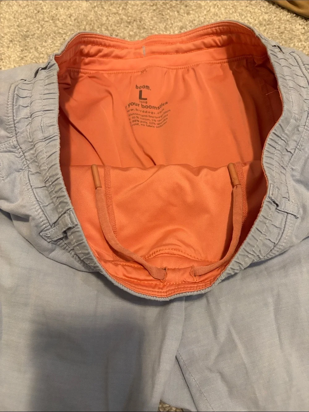 Birddogs Light Blue Men’s Flat Front Shorts Large long